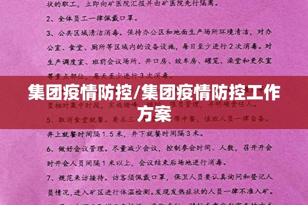 集团疫情防控/集团疫情防控工作方案