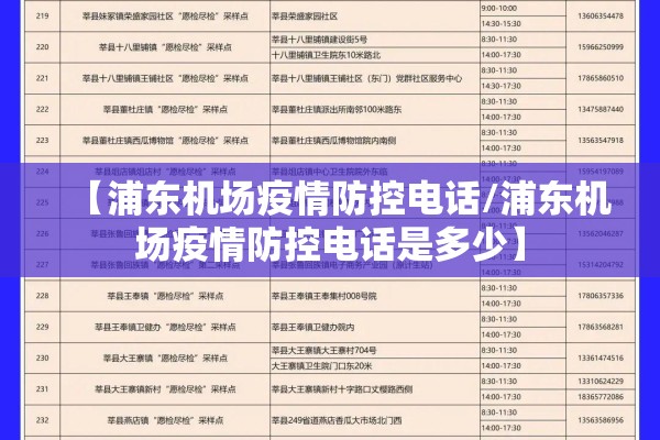 【浦东机场疫情防控电话/浦东机场疫情防控电话是多少】