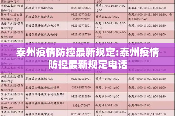 泰州疫情防控最新规定:泰州疫情防控最新规定电话 泰州疫情防控最新规定:泰州疫情防控最新规定电话