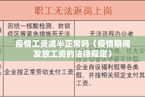 疫情工资减半正常吗（疫情期间发放工资的法律规定）
