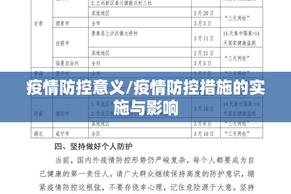 疫情防控意义/疫情防控措施的实施与影响