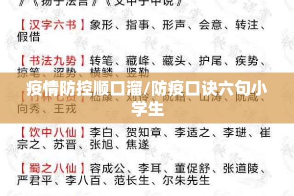 疫情防控顺口溜/防疫口诀六句小学生 疫情防控顺口溜/防疫口诀六句小学生