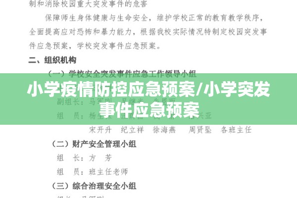小学疫情防控应急预案/小学突发事件应急预案 小学疫情防控应急预案/小学突发事件应急预案