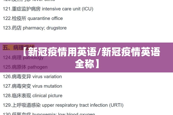 【新冠疫情用英语/新冠疫情英语全称】