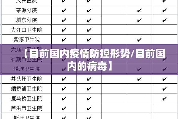 【目前国内疫情防控形势/目前国内的病毒】
