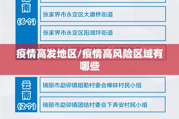 疫情高发地区/疫情高风险区域有哪些