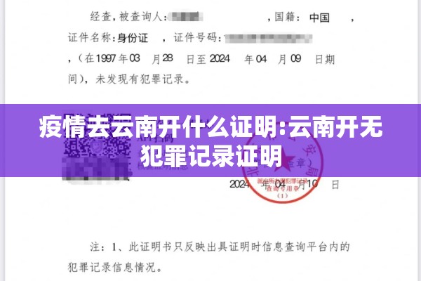 疫情去云南开什么证明:云南开无犯罪记录证明 疫情去云南开什么证明:云南开无犯罪记录证明