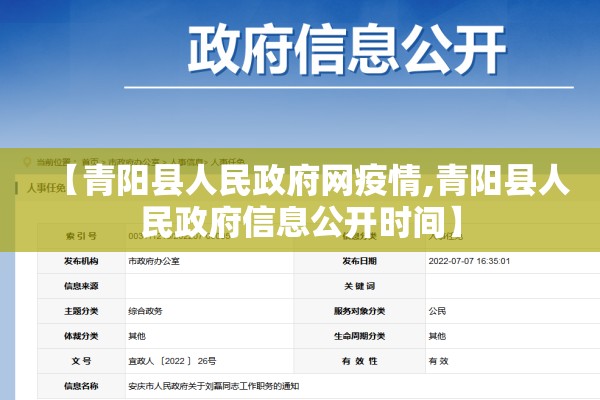 【青阳县人民政府网疫情,青阳县人民政府信息公开时间】