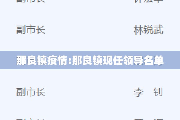 那良镇疫情:那良镇现任领导名单