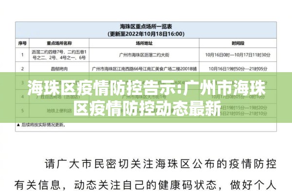 海珠区疫情防控告示:广州市海珠区疫情防控动态最新