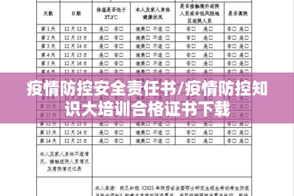 疫情防控安全责任书/疫情防控知识大培训合格证书下载