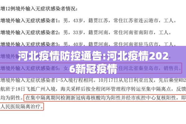 河北疫情防控通告:河北疫情2026新冠疫情