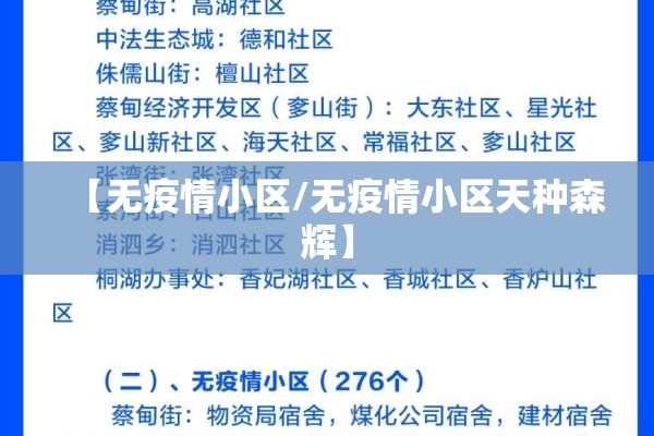 【无疫情小区/无疫情小区天种森辉】