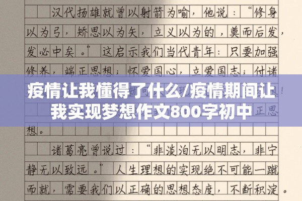 疫情让我懂得了什么/疫情期间让我实现梦想作文800字初中